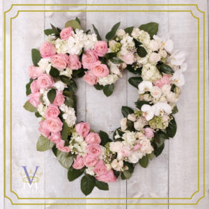 Tribute heart in pink and whites