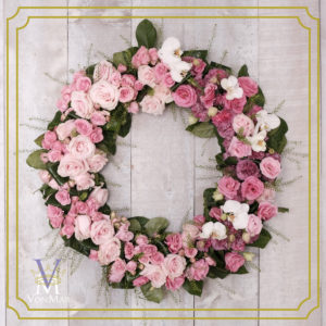 Tribute wreath in hues of pinks