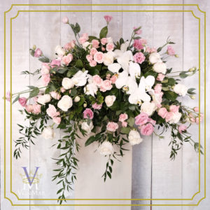 Casket Spray in Pink and White