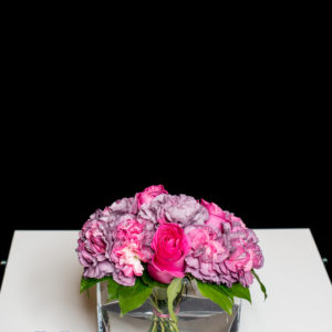 Carnation and rose posy with vase