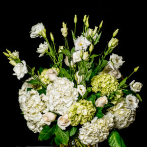 Green and white Signature Bouquet with vase