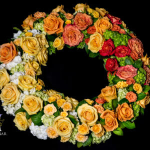 Yellow and Orange Rose Tribute Wreath